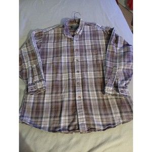 Arcadia Men`s Vintage  flannel shirt brown blue yellow cotton Size L